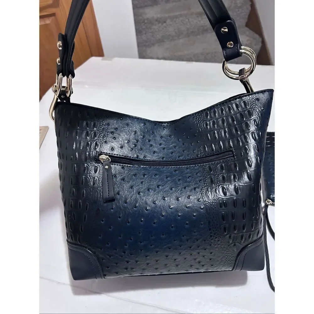 MKF Collection Wandy Vegan Leather Navy Womens Hobo & Clutch Wallet Set by Mia K - Picture 2 of 16